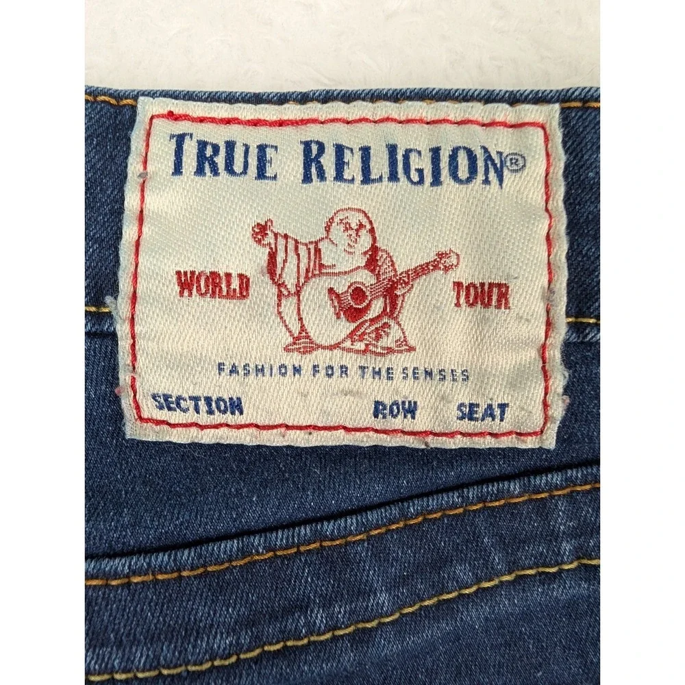 True Religion Billie Mid Rise Straight Jeans Women's 28 Blue Dark‎ Wash Stretch
